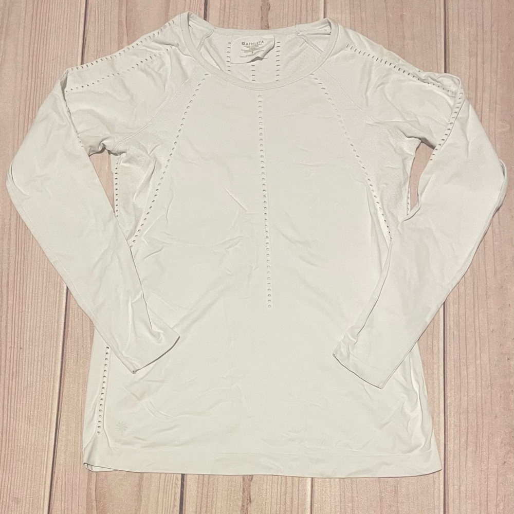 Athleta Women’s Size Small White Foothill Seamless Long Sleeve Top White